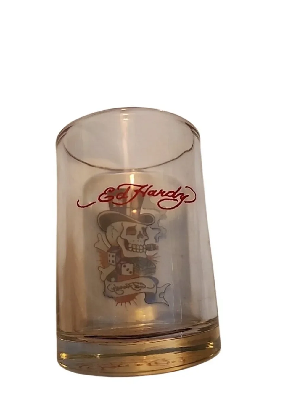 Ed Hardy Skull Top Hat Gamble Tumbler Glass